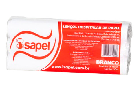 Lençol Hospitalar de Papel Branco 50x50cm Código 110001