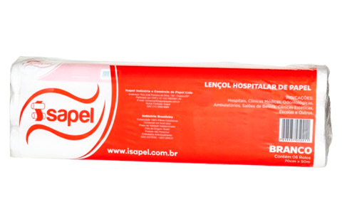 Lençol Hospitalar de Papel Branco 70x50cm Código 110003