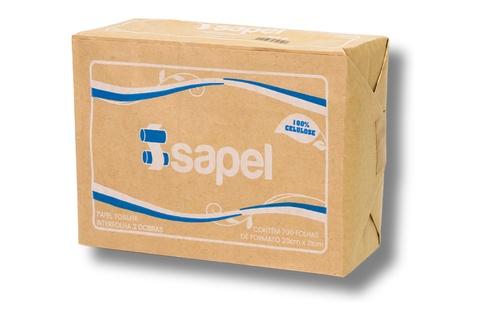 Papel Toalha Interfolha Celulose 700 folhas Código 20110